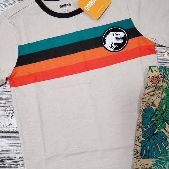 Gymboree Jurassic World Dinosaur Print T-Shirts & Matching Shorts Bundle 4T NWT - Picture 13 of 16